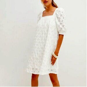 Maeve for Anthropologie white eyelet mini dress size L NWT